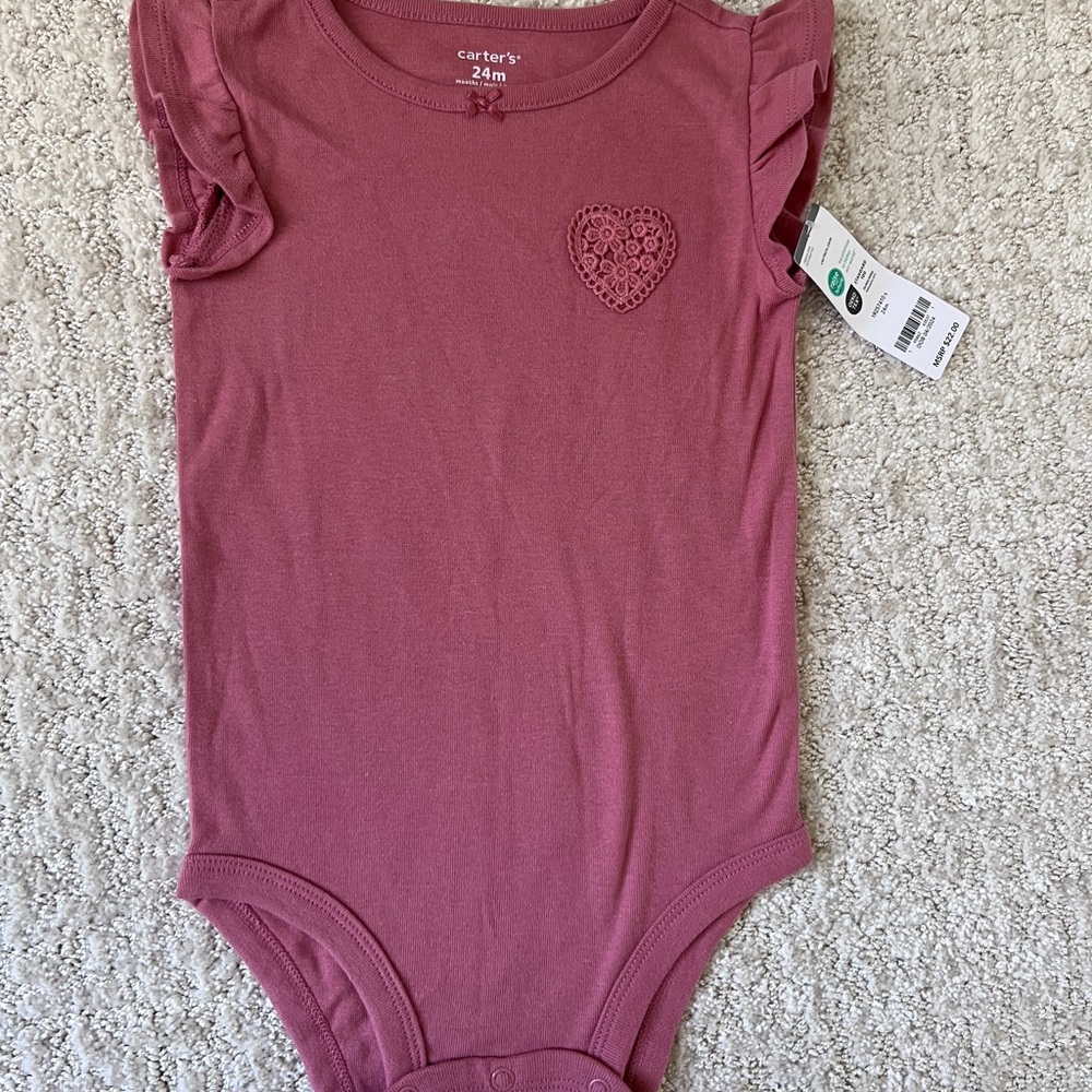 Carter's Pink Ruffle Sleeve Baby Onesie